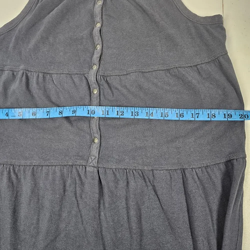 Athleta Drop In Tiered Sleeveless Cotton Blend Dress, Charcoal Gray, Size L
